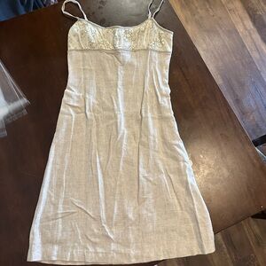Vintage Maurice’s linen blend spaghetti strap camisole dress, embroidered bust